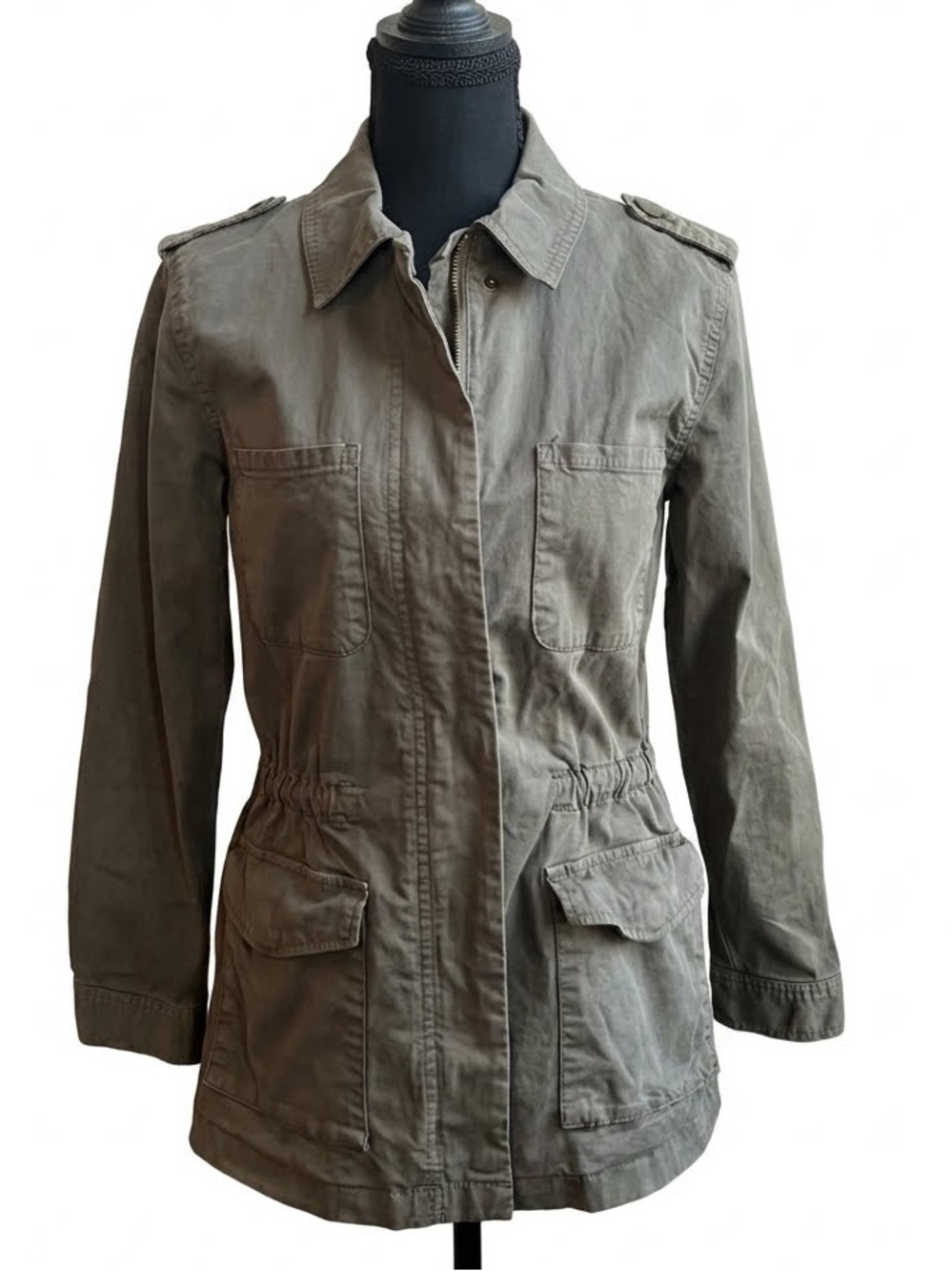 hinge Nordstrom Olive Green Utility Jacket with Cinched Waist • Size XS • EUC